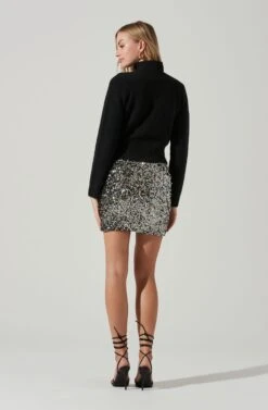 Milan Sequin Mini Skirt -Astr The Label Shop ACS9108 BLACKRAINBOW 5
