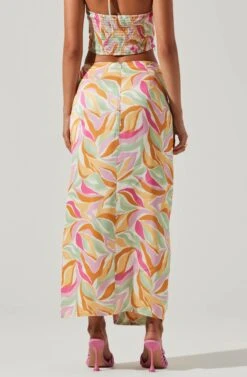 Loretta Abstract Print Midi Skirt 8 Loretta Abstract Print Midi Skirt -Astr The Label Shop ACS9111R MUSTARDPINKFLORAL 3