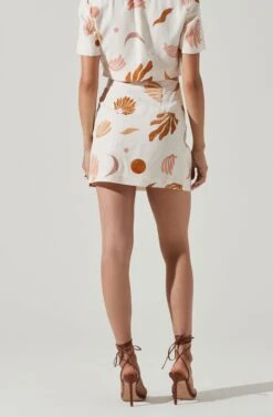 Arza Abstract Mini Skirt -Astr The Label Shop ACS9124P BROWNPINKCREAM 5