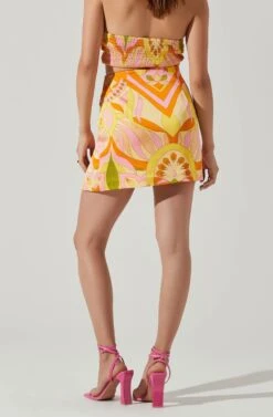 Arza Abstract Print Mini Skirt -Astr The Label Shop ACS9124 PINKORANGEMULTI 4