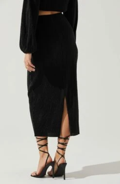 Cataleya Plisse Midi Skirt -Astr The Label Shop ACS9143 BLACK 5