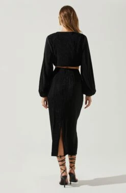 Cataleya Plisse Midi Skirt -Astr The Label Shop ACS9143 BLACK 6