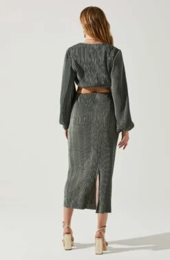 Cataleya Plisse Midi Skirt -Astr The Label Shop ACS9143 DARKSAGE 4