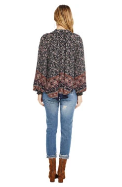 Clara Patterned Top -Astr The Label Shop ACT12520 BLACK MULTI BORDER 3