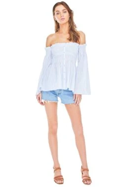 Shelby Top -Astr The Label Shop ACT13253 WHITE BLUE STRIPE 01