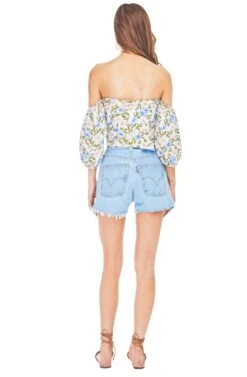 Raelynn Off Shoulder Top -Astr The Label Shop ACT13259B BLUE PINK FLORAL 03
