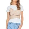 Maddie Top -Astr The Label Shop ACT13366 DUSTY BLUSH STRIPE 00