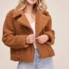 Faux Shearling Moto Jacket -Astr The Label Shop ACT13878 CARAMEL 3
