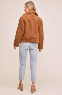 Faux Shearling Moto Jacket -Astr The Label Shop ACT13878 CARAMEL 4