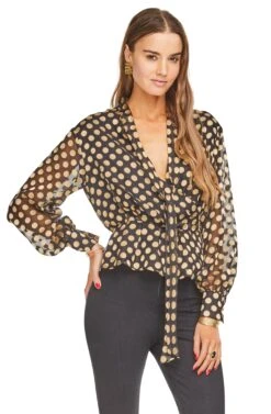Lennox Top -Astr The Label Shop ACT13914 BLACK GOLD DOT 00