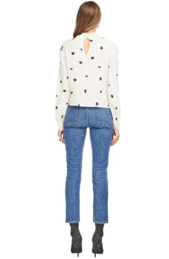 Kara Blouse -Astr The Label Shop ACT13957 CREAM BLACK DOT 02