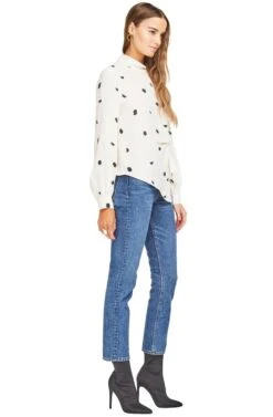 Kara Blouse -Astr The Label Shop ACT13957 CREAM BLACK DOT 03