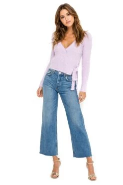 Wrap Front Fuzzy Sweater -Astr The Label Shop ACT15013 LAVENDER FROST 01