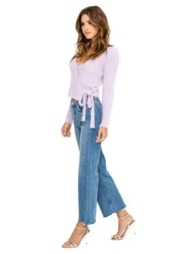 Wrap Front Fuzzy Sweater -Astr The Label Shop ACT15013 LAVENDER FROST 03