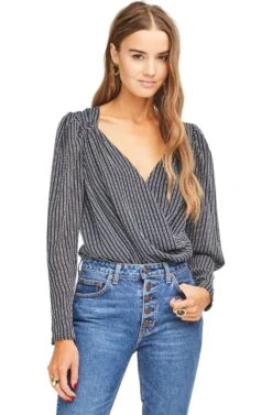 Bernadette Bodysuit -Astr The Label Shop ACT15029B BLACK WHITE STRIPE 00