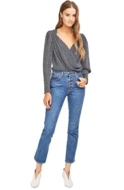 Bernadette Bodysuit -Astr The Label Shop ACT15029B BLACK WHITE STRIPE 01