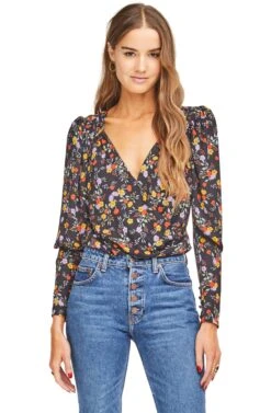 Bernadette Bodysuit -Astr The Label Shop ACT15029 BLACK MULTI FLORAL 00