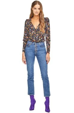 Bernadette Bodysuit -Astr The Label Shop ACT15029 BLACK MULTI FLORAL 01