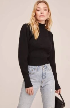 Lana Mock Neck Sweater -Astr The Label Shop ACT15096 BLACK 3 6f211cbe a20d 4e48 b5bb 95b54c148d40
