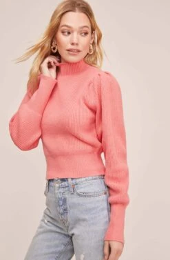 Lana Mock Neck Sweater -Astr The Label Shop ACT15096 CORAL 1 6b2d439f 35a6 4e4a 90f3 d1d4f7315497