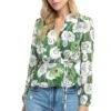 Long Sleeve Wrap Top 2 Long Sleeve Wrap Top -Astr The Label Shop ACT15168B GREEN FLORAL 00