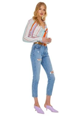 Motif Bodysuit -Astr The Label Shop ACT15192 POP ORANGE STRIPE 02