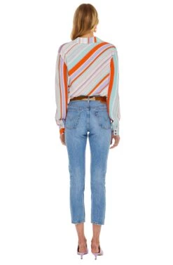 Motif Bodysuit -Astr The Label Shop ACT15192 POP ORANGE STRIPE 03