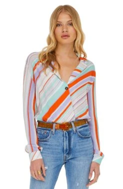 Motif Bodysuit -Astr The Label Shop ACT15192 POP ORANGE STRIPE 6