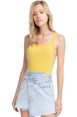 Camden Striped Tank Bodysuit -Astr The Label Shop ACT15264 LEMONADE STRIPE 5