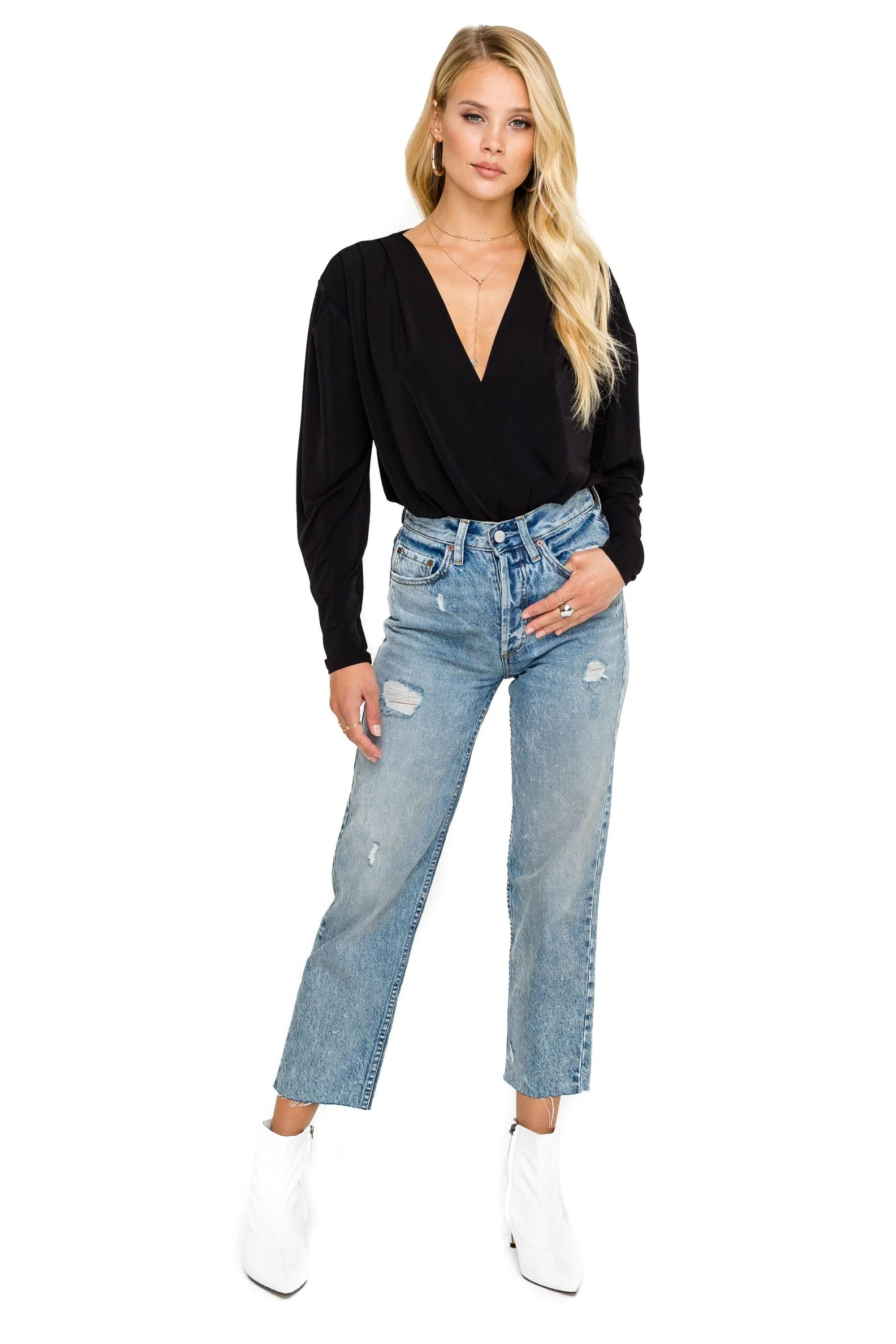 Pleated V-Neck Bodysuit 9 Pleated V-Neck Bodysuit - Image 7