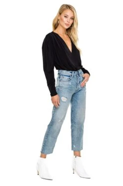 Pleated V-Neck Bodysuit 19 Pleated V-Neck Bodysuit -Astr The Label Shop ACT15293 BLACK 02