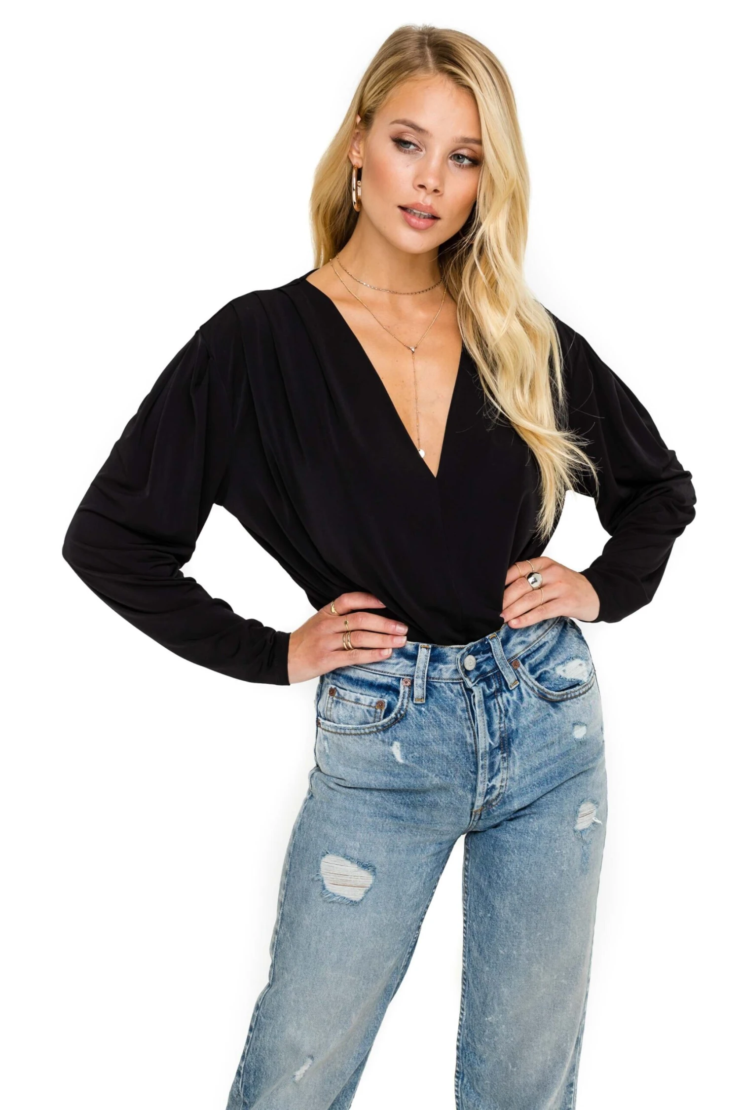 Pleated V-Neck Bodysuit 8 Pleated V-Neck Bodysuit - Image 6