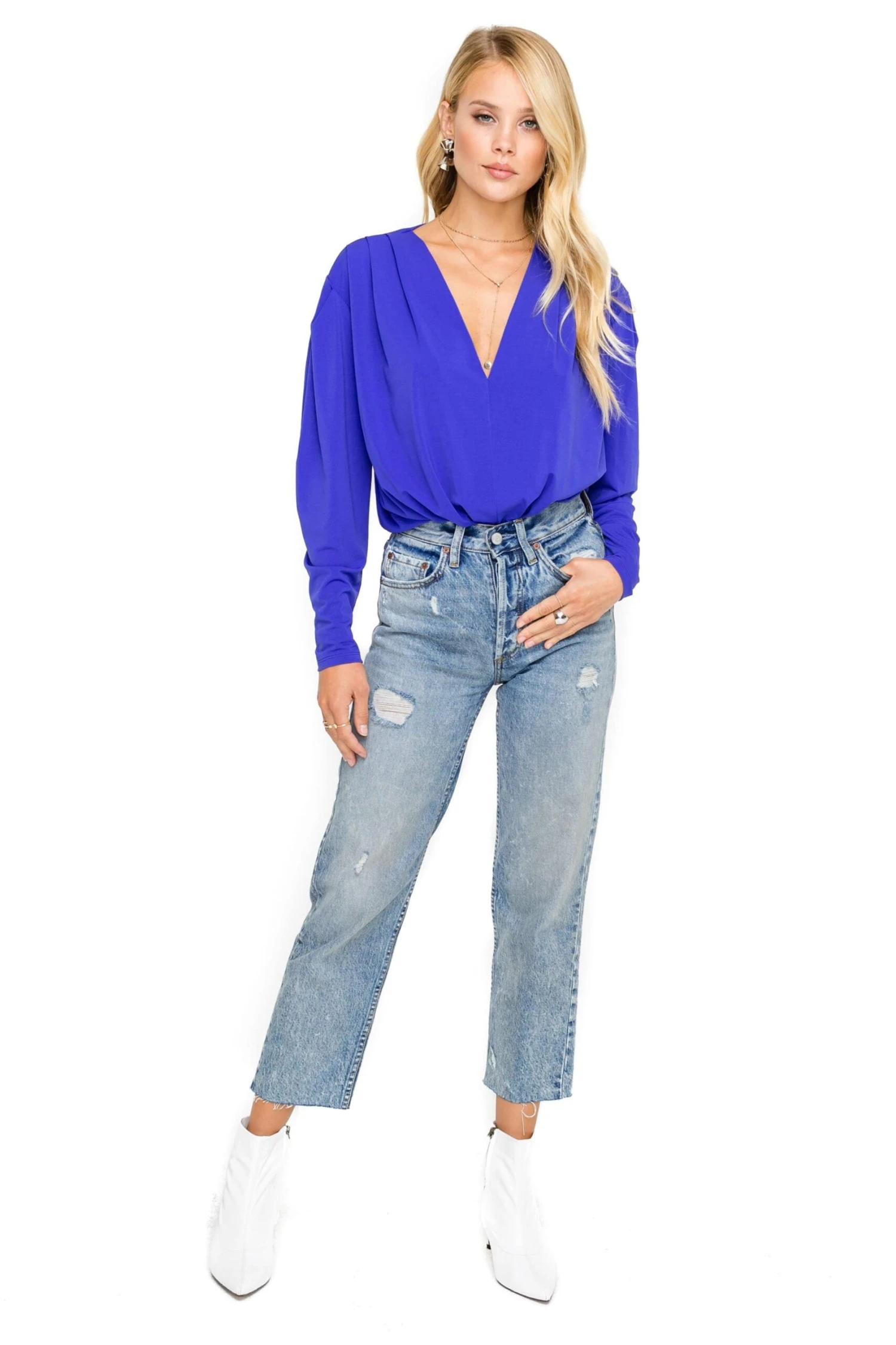 Pleated V-Neck Bodysuit 4 Pleated V-Neck Bodysuit - Image 2