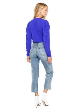 Pleated V-Neck Bodysuit 16 Pleated V-Neck Bodysuit -Astr The Label Shop ACT15293 BLUE IRIS 03