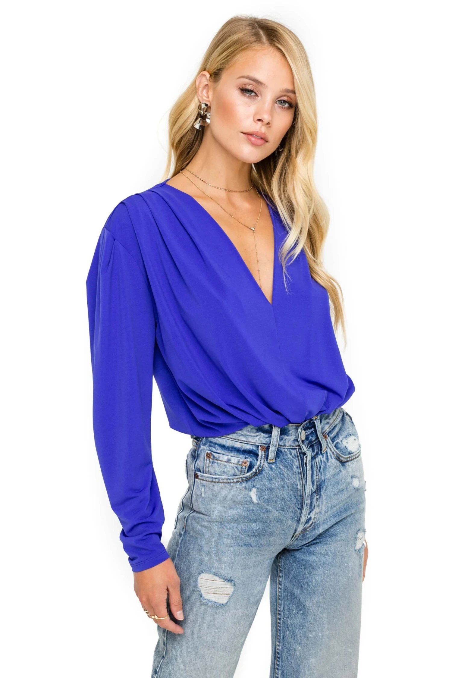 Pleated V-Neck Bodysuit 3 Pleated V-Neck Bodysuit