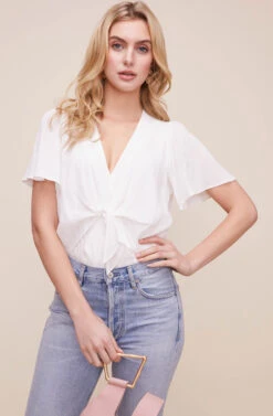 Cory Twist Front Bodysuit 21 Cory Twist Front Bodysuit -Astr The Label Shop ACT15310B WHITE 5