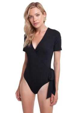 Wyatt Wrap Bodysuit -Astr The Label Shop ACT15332 BLACK 4