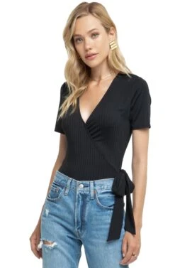 Wyatt Wrap Bodysuit -Astr The Label Shop ACT15332 BLACK 5