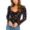Long Sleeve Sweetheart Wrap Front Top