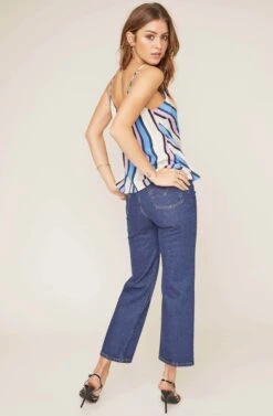 Ruth Striped Wrap Top -Astr The Label Shop ACT15398 PERIWINKLE MULTI STRIPE 5A