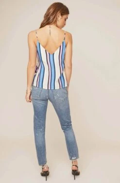 Ruth Striped Wrap Top -Astr The Label Shop ACT15398 PERIWINKLE MULTI STRIPE 9A