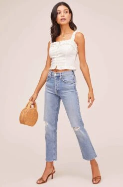 Simone Ruffle Top -Astr The Label Shop ACT15404B OFF WHITE 2A