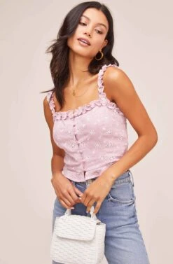 Esther Floral Eyelet Top -Astr The Label Shop ACT15404 ORCHID WHITE 3A
