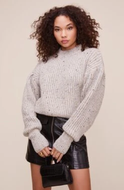 Regis Mock Neck Sweater -Astr The Label Shop ACT15466C GRAY SPECKLE 2