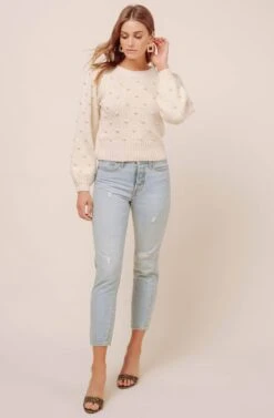 Aidy Puff Sleeve Sweater -Astr The Label Shop ACT15474 CREAM CREAM 1