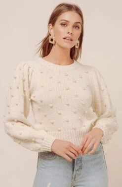 Aidy Puff Sleeve Sweater -Astr The Label Shop ACT15474 CREAM CREAM 3