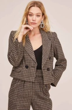 Manhattan Blazer -Astr The Label Shop ACT15501 HAZELNUT HOUNDSTOOTH 4