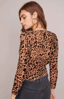 Iris Leopard Print Top -Astr The Label Shop ACT15511 BURNOUT LEOPARD 3A