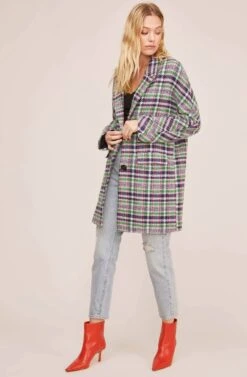 Keller Plaid Coat 10 Keller Plaid Coat -Astr The Label Shop ACT15537B GREEN NAVY MULTI PLAID 1