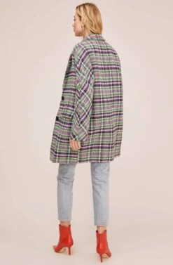Keller Plaid Coat 12 Keller Plaid Coat -Astr The Label Shop ACT15537B GREEN NAVY MULTI PLAID 5